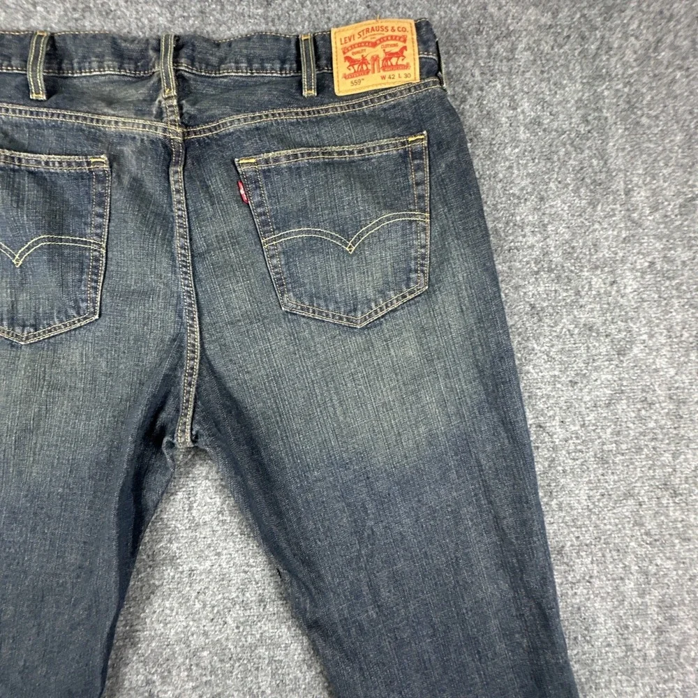 Levis 559 Men's Relaxed Straight Fit Blue Denim Jeans Size 42x30 Deep Blue Denim